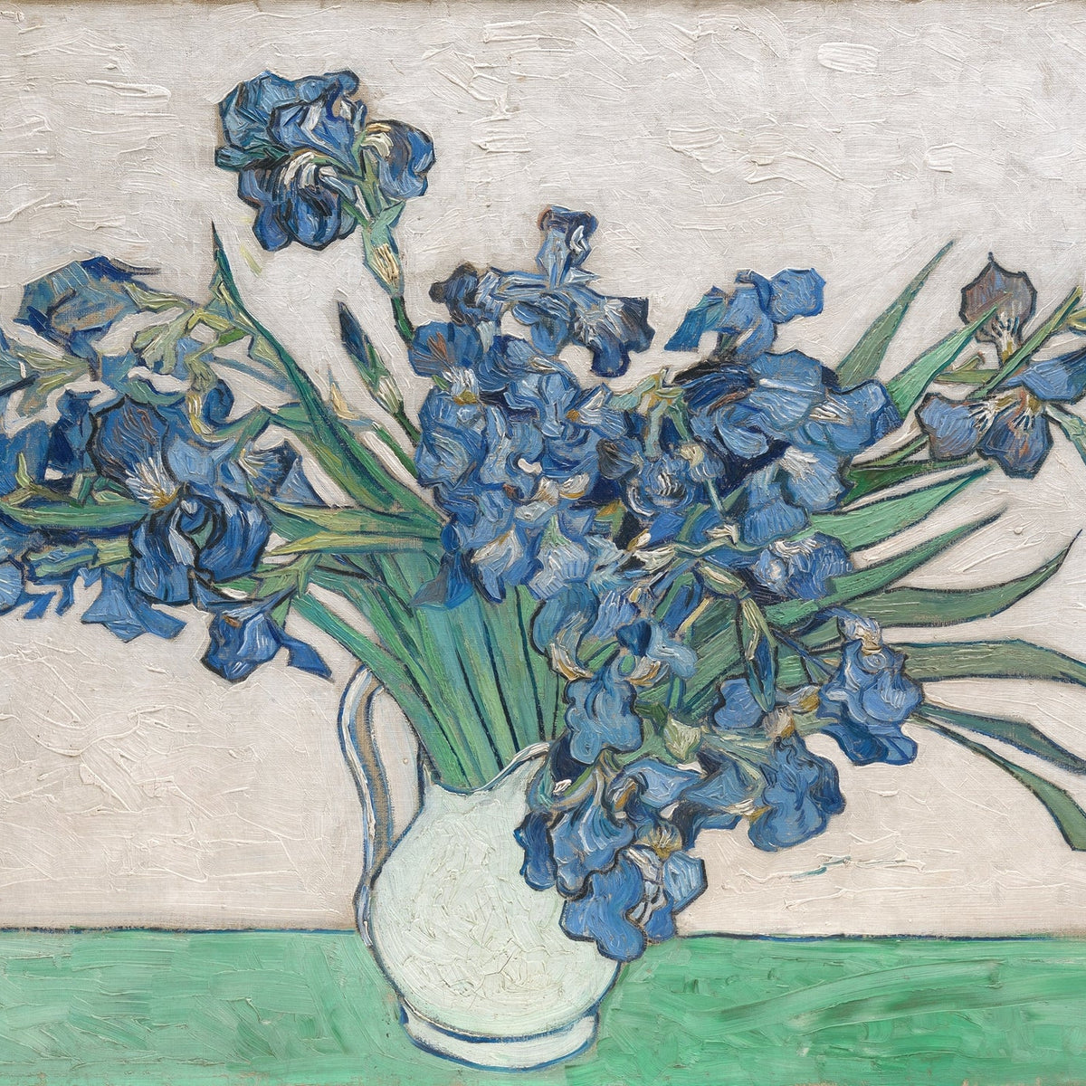 Floral Oil Painting - Blue Irises in Vase Hand - Painted Canvas - Oil Painting Haven