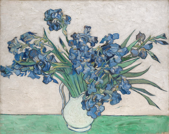 Floral Oil Painting - Blue Irises in Vase Hand - Painted Canvas - Oil Painting Haven