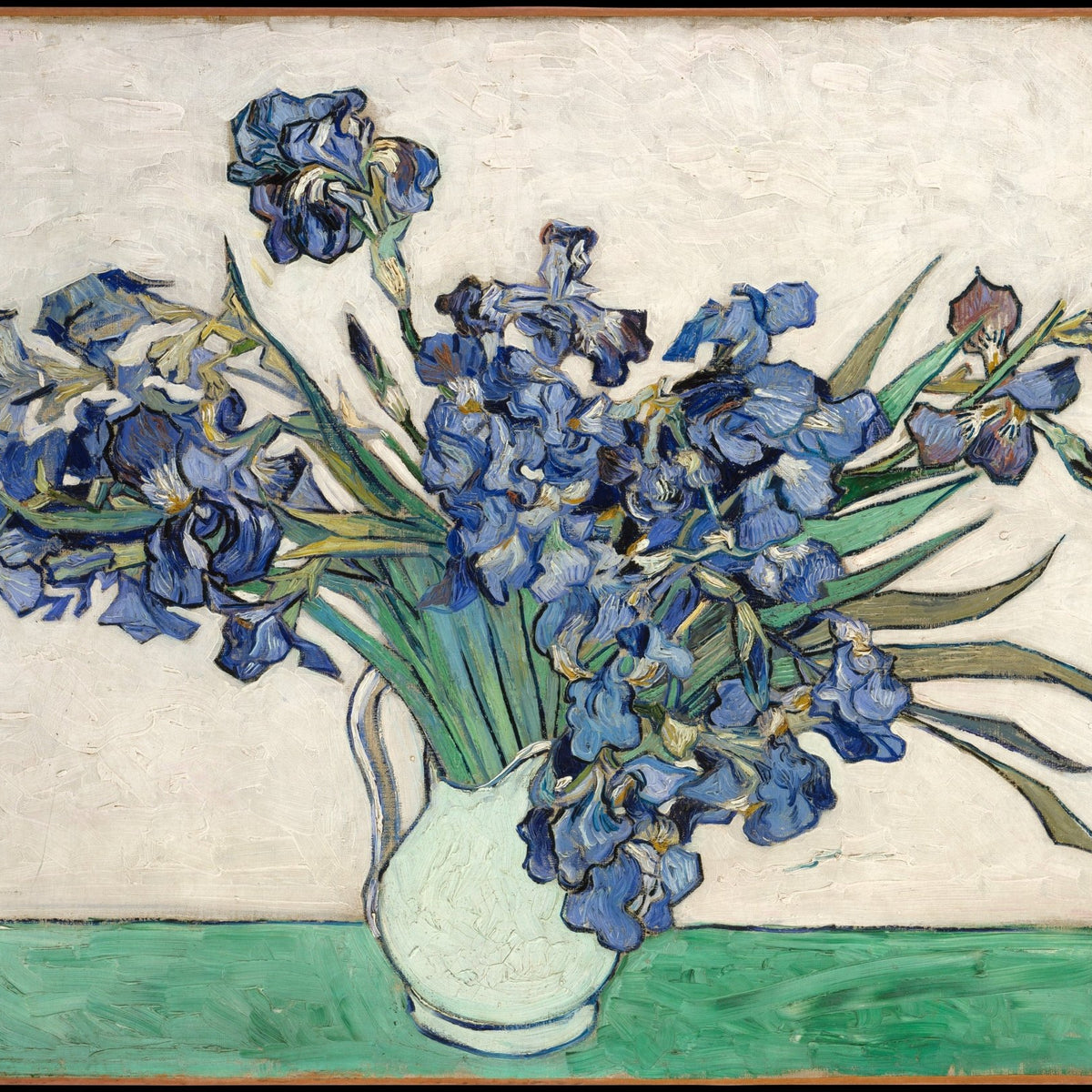 Floral Oil Painting - Blue Irises in Vase Still Life Artwork - Oil Painting Haven