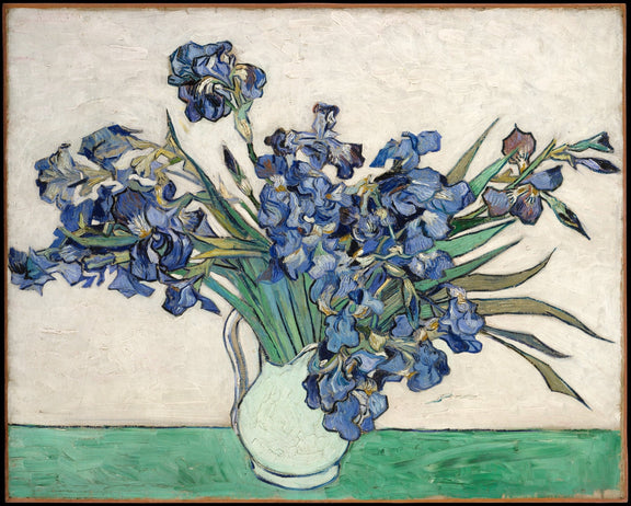 Floral Oil Painting - Blue Irises in Vase Still Life Artwork - Oil Painting Haven