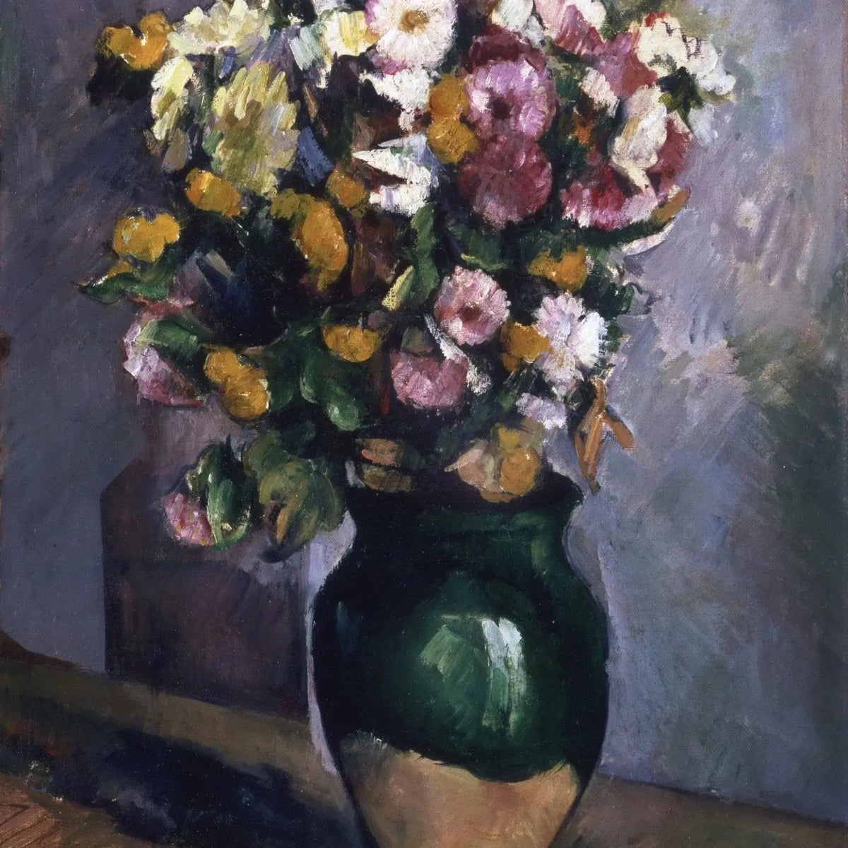 Floral Oil Painting - Bouquet in Green Vase - Oil Painting Haven