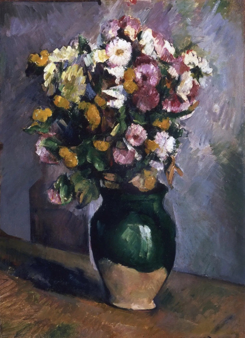 Floral Oil Painting - Bouquet in Green Vase - Oil Painting Haven