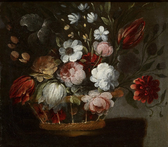 Floral Oil Painting - Bouquet in Wicker Basket - Oil Painting Haven