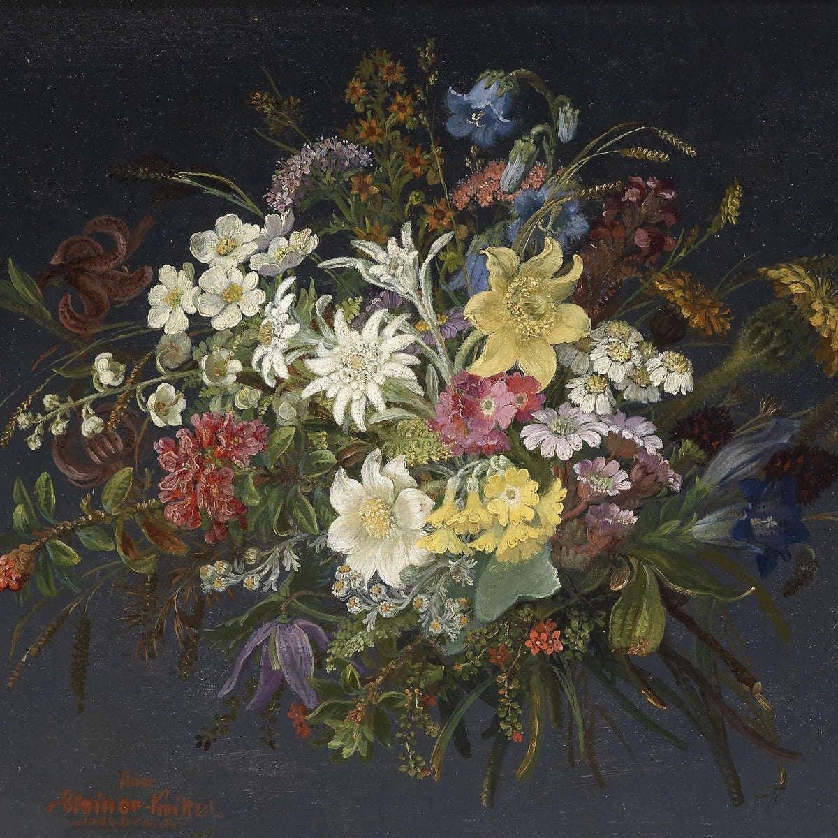 Floral Oil Painting - Bouquet of Alpine Wildflowers - Oil Painting Haven