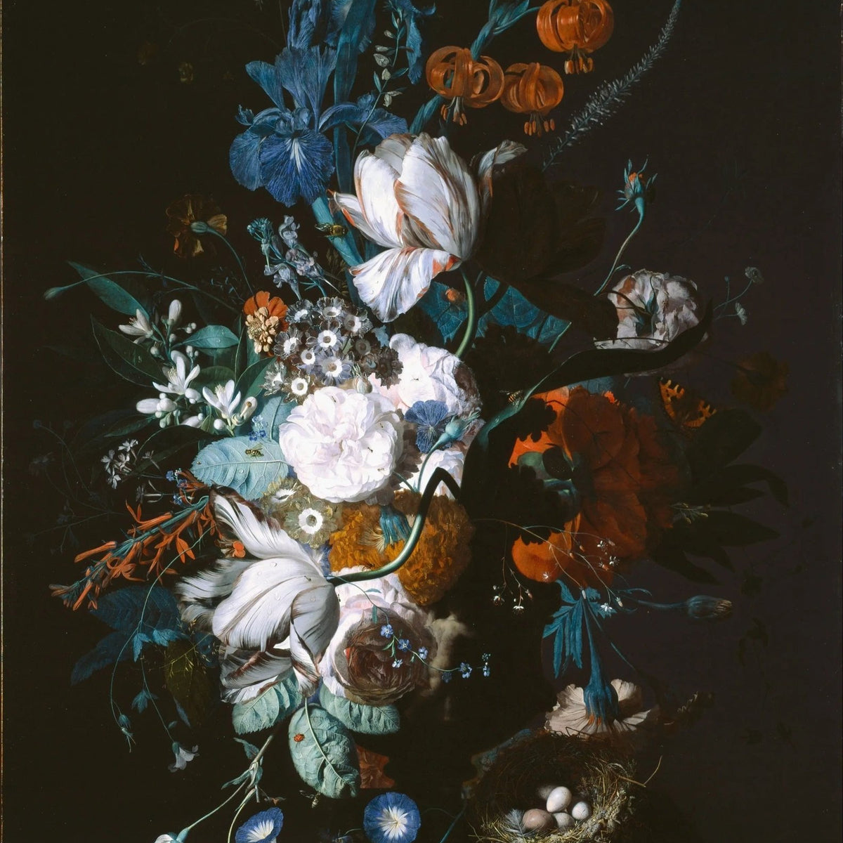 Floral Oil Painting - Bouquet with Bird's Nest - Oil Painting Haven