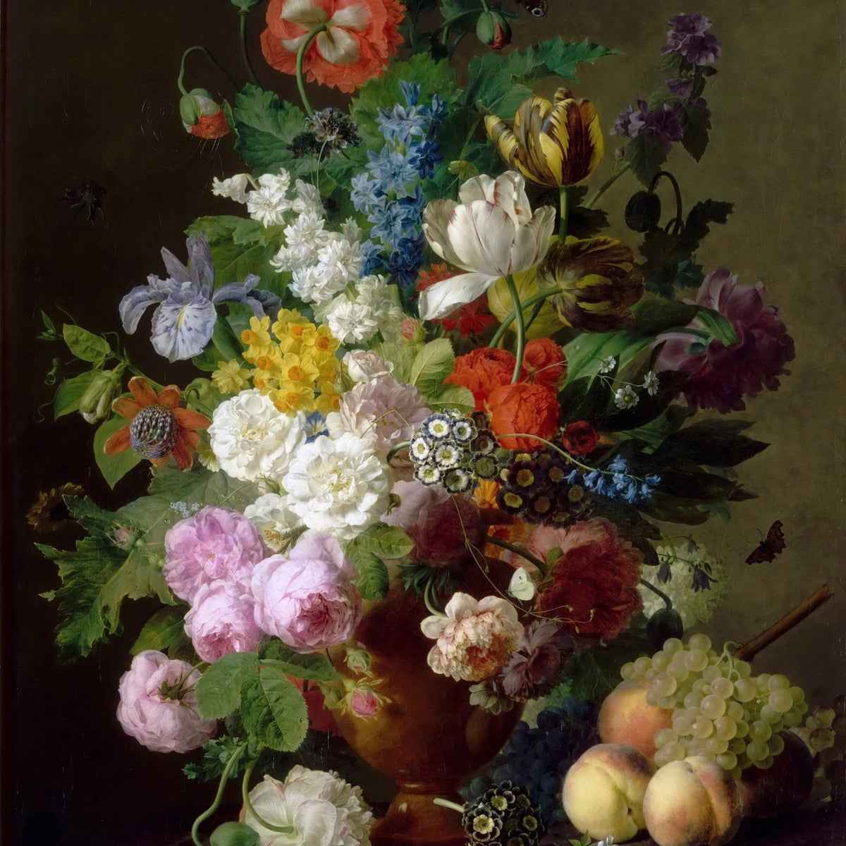 Floral Oil Painting - Bouquet with Fruit and Butterflies - Oil Painting Haven