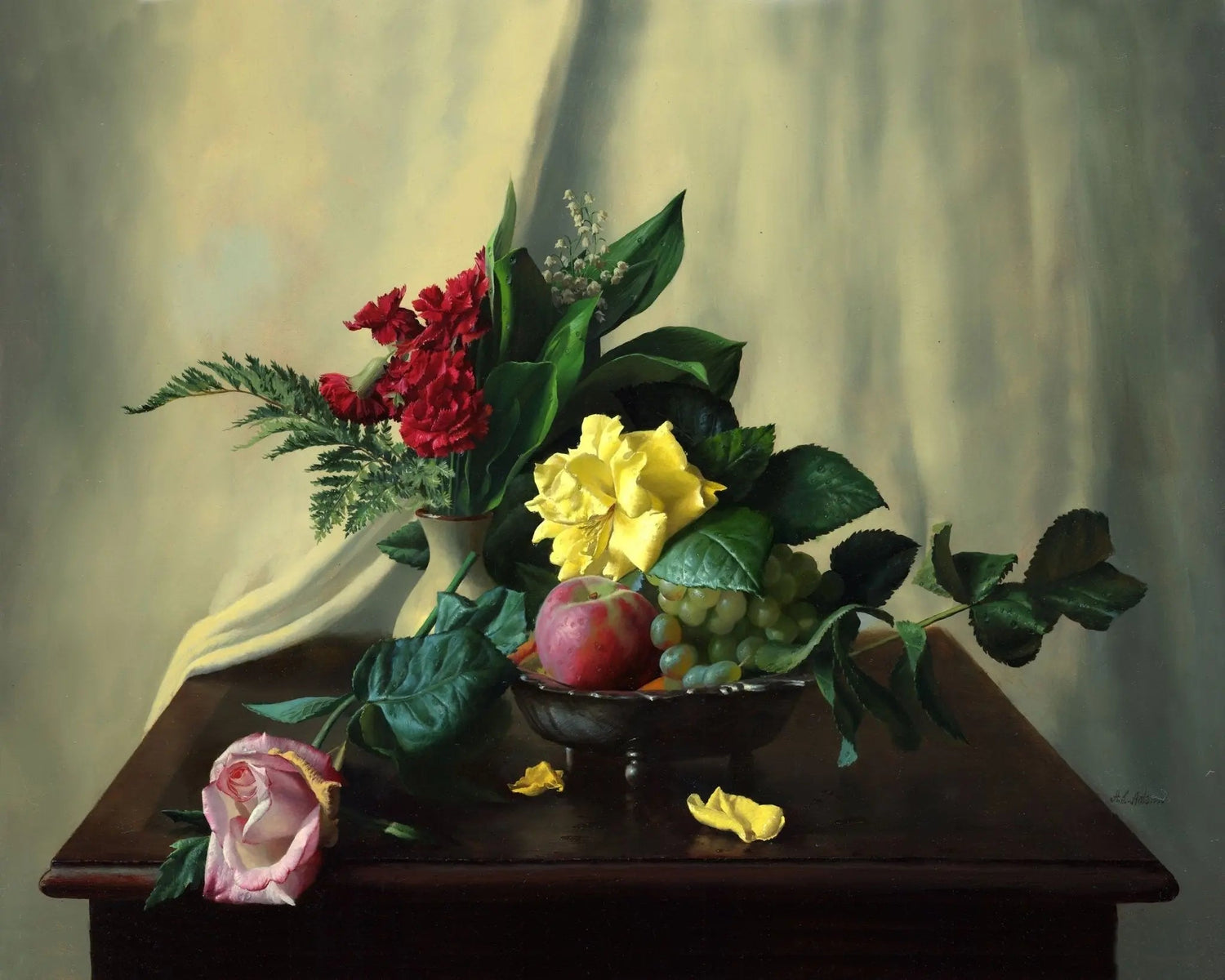 Floral Oil Painting - Bouquet with Fruits - Oil Painting Haven
