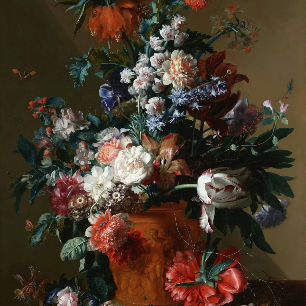 Floral Oil Painting - Bouquet with Nest and Insects - Oil Painting Haven