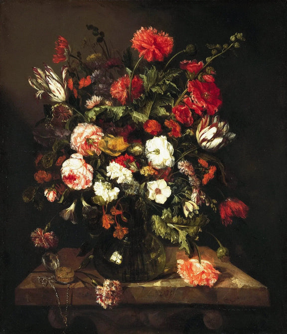 Floral Oil Painting - Bouquet with Pocket Watch - Oil Painting Haven