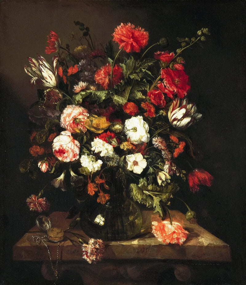 Floral Oil Painting - Bouquet with Pocket Watch - Oil Painting Haven