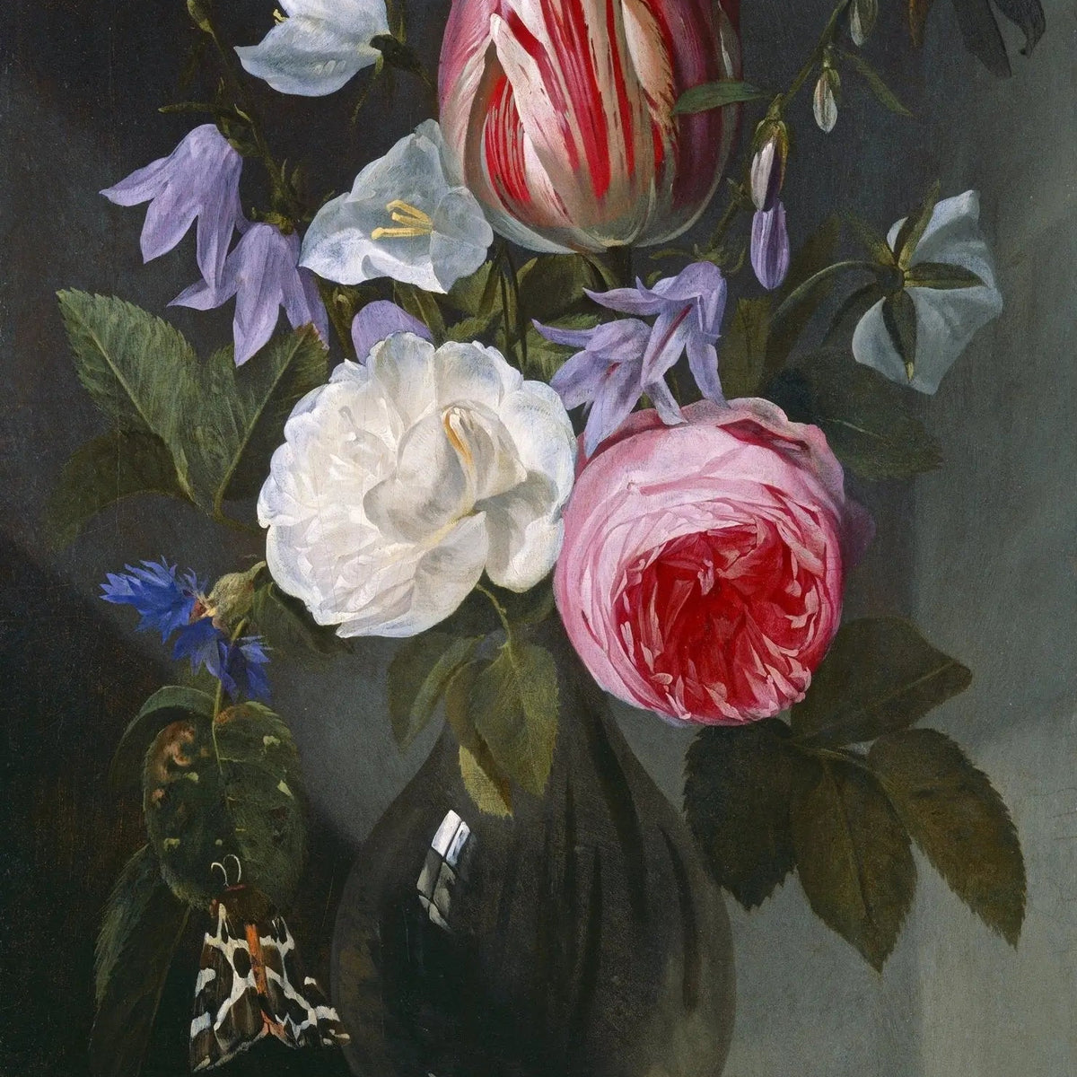 Floral Oil Painting - Bouquet with Tulip, Roses, and Insects - Oil Painting Haven