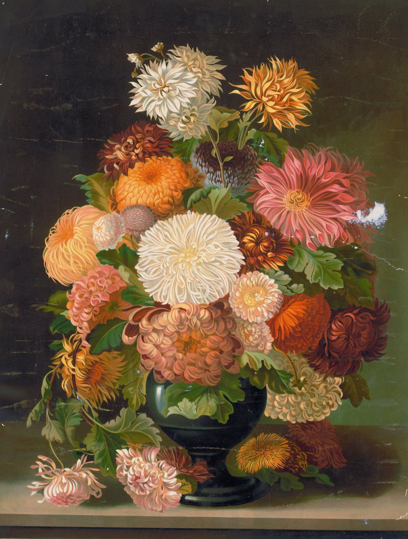 Floral Oil Painting - Chrysanthemum Bouquet Hand - Painted Art - Oil Painting Haven