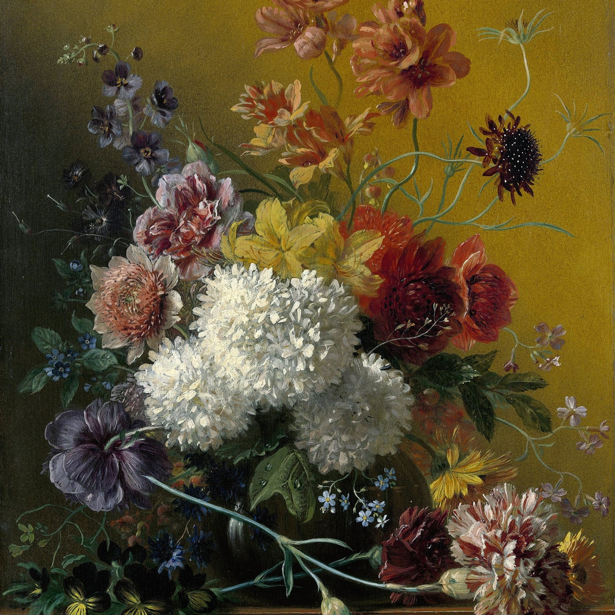 Floral Oil Painting - Chrysanthemum Still Life in Glass Vase - Oil Painting Haven