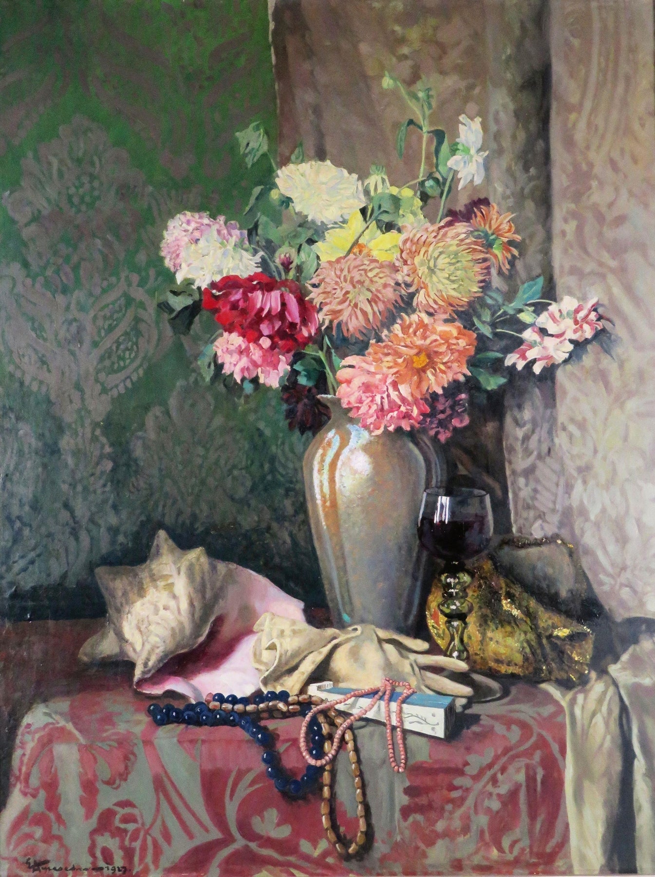 Floral Oil Painting - Chrysanthemum Vase Still Life Canvas Art - Oil Painting Haven