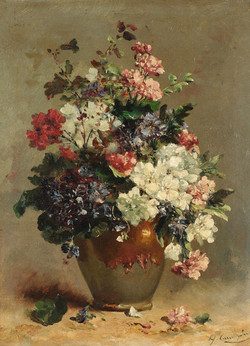 Floral Oil Painting - Classic Bouquet in Antique Ceramic Vase - Oil Painting Haven