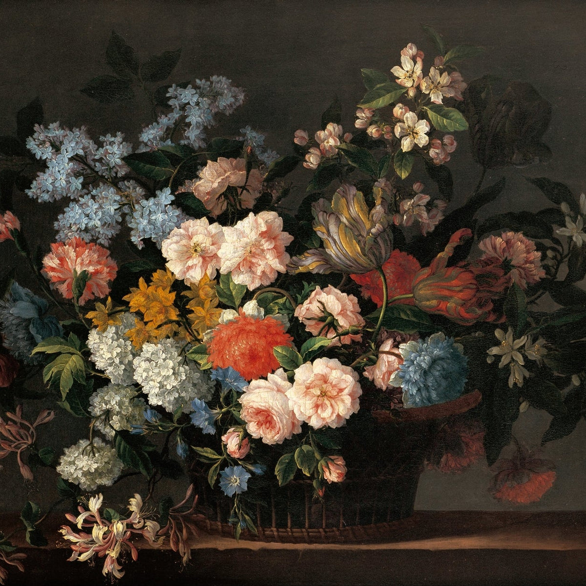 Floral Oil Painting - Classic Flower Basket Still Life Artwork - Oil Painting Haven