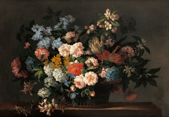 Floral Oil Painting - Classic Flower Basket Still Life Artwork - Oil Painting Haven