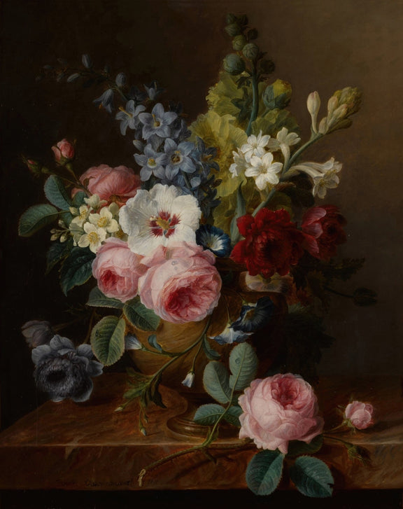 Floral Oil Painting - Classic Rose Bouquet Hand - Painted Canvas - Oil Painting Haven