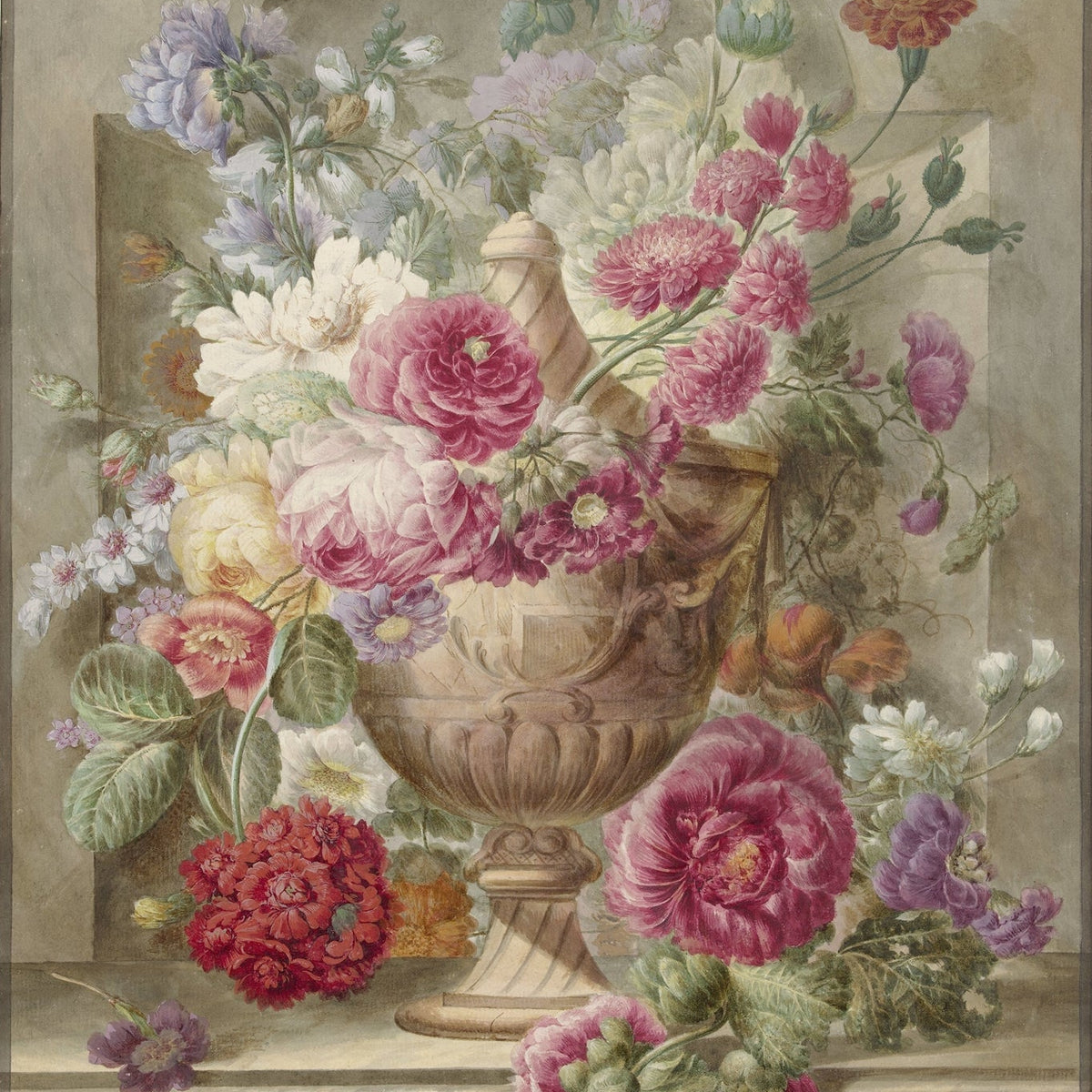 Floral Oil Painting - Classical Urn Bouquet Hand - Painted Canvas - Oil Painting Haven