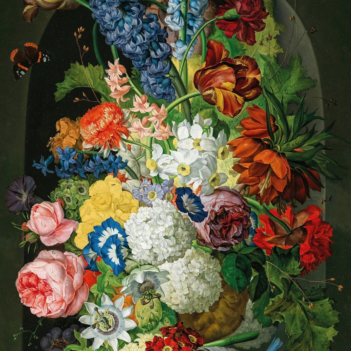 Floral Oil Painting - Colorful Bouquet with Bird Hand - Painted - Oil Painting Haven