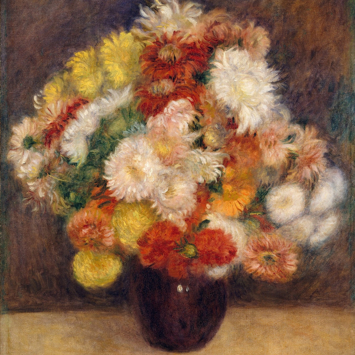 Floral Oil Painting - Colorful Chrysanthemums Hand - Painted - Oil Painting Haven