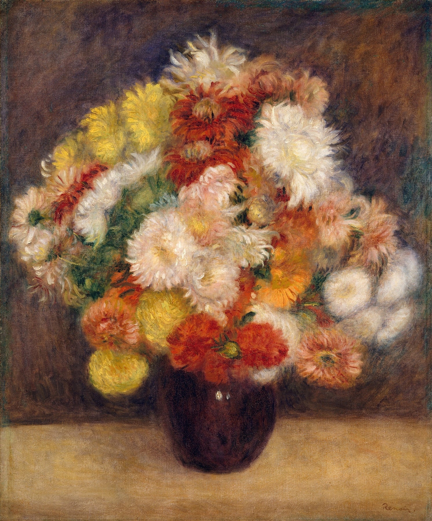 Floral Oil Painting - Colorful Chrysanthemums Hand - Painted - Oil Painting Haven