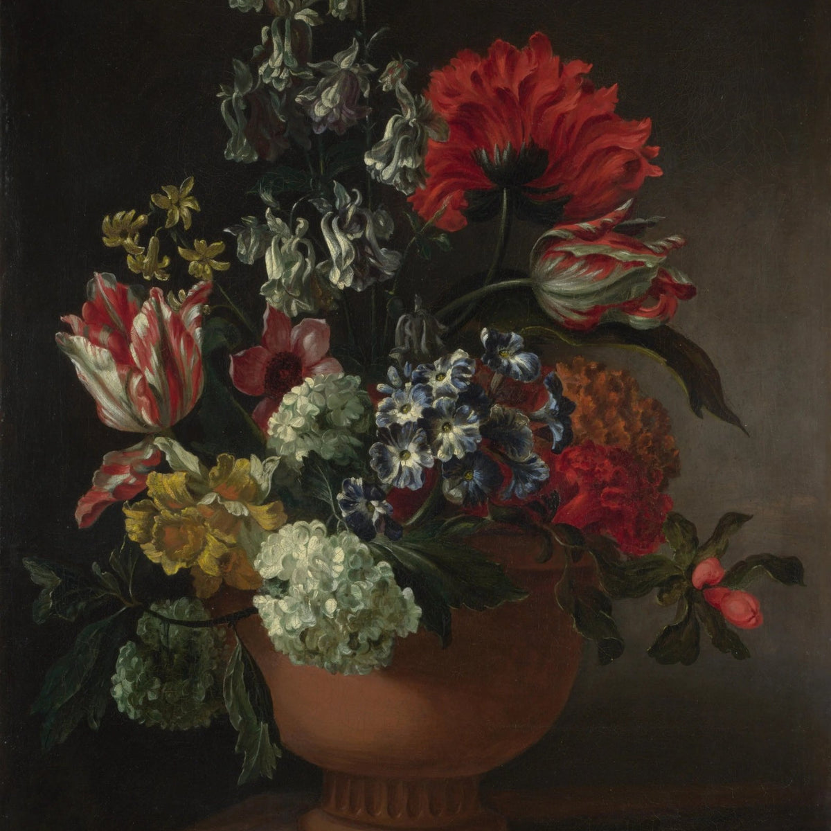 Floral Oil Painting - Diverse Bouquet in Terracotta Vase - Oil Painting Haven