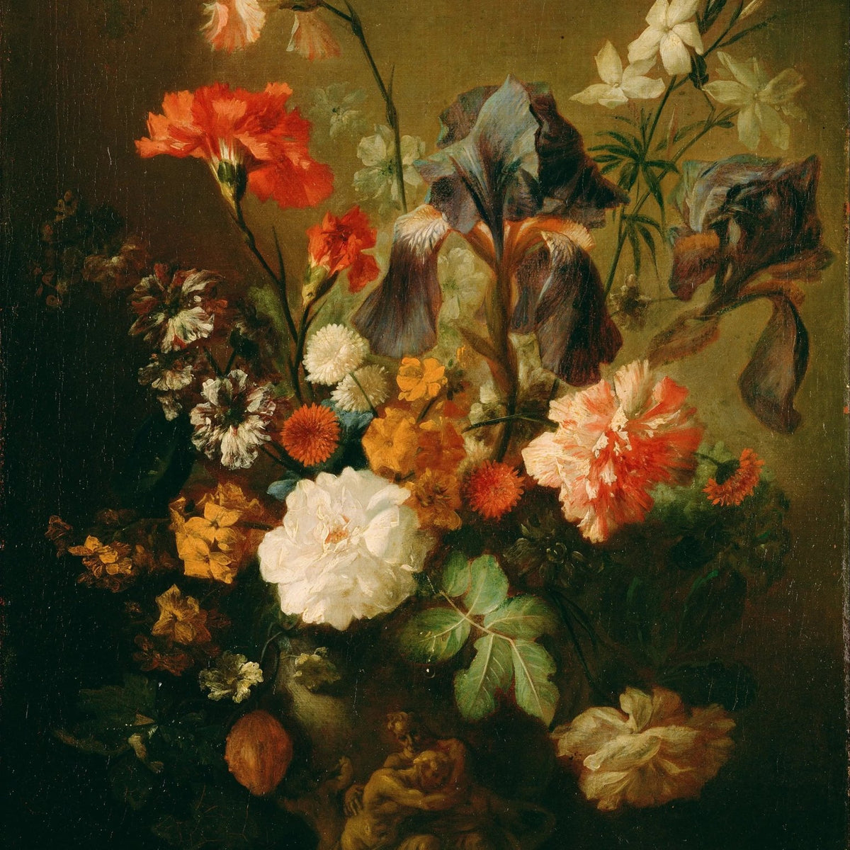 Floral Oil Painting - Diverse Flowers in Ornate Vase - Oil Painting Haven