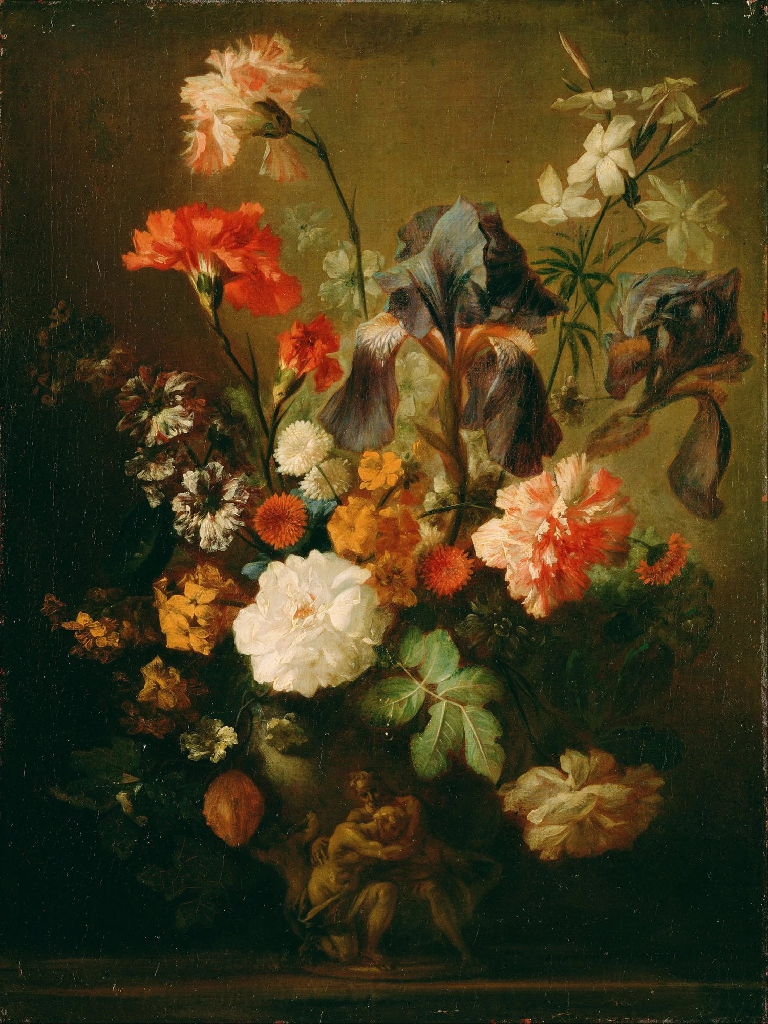 Floral Oil Painting - Diverse Flowers in Ornate Vase - Oil Painting Haven