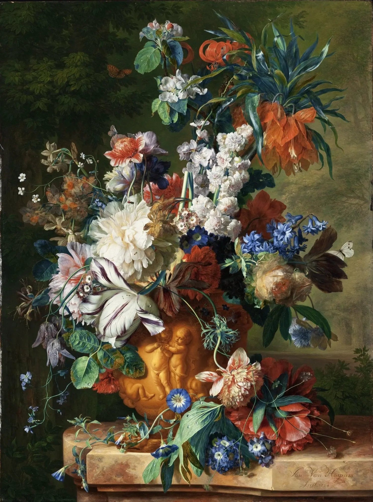 Floral Oil Painting - Elaborate Bouquet in Ornate Vase - Oil Painting Haven