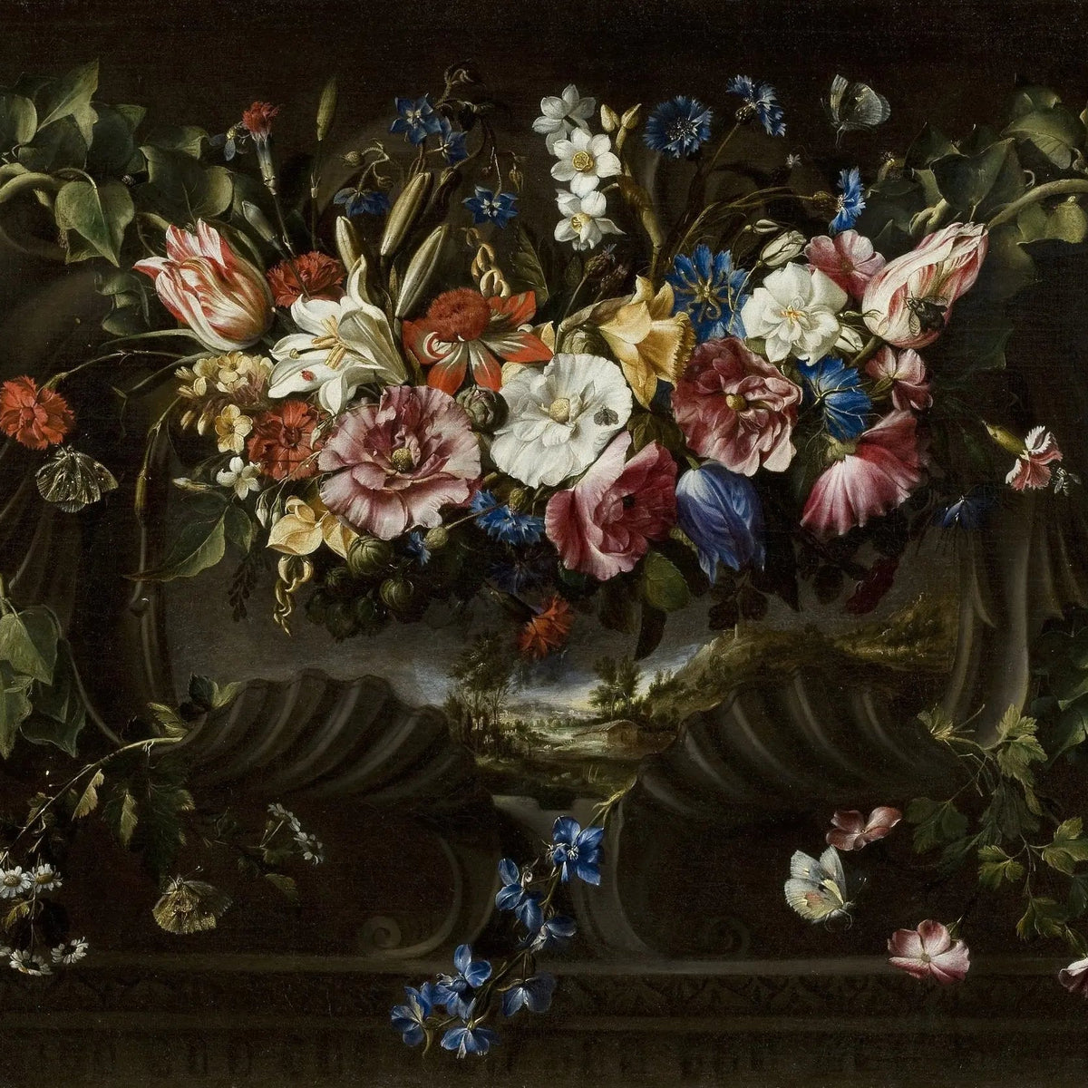 Floral Oil Painting - Elaborate Bouquet with Butterflies - Oil Painting Haven