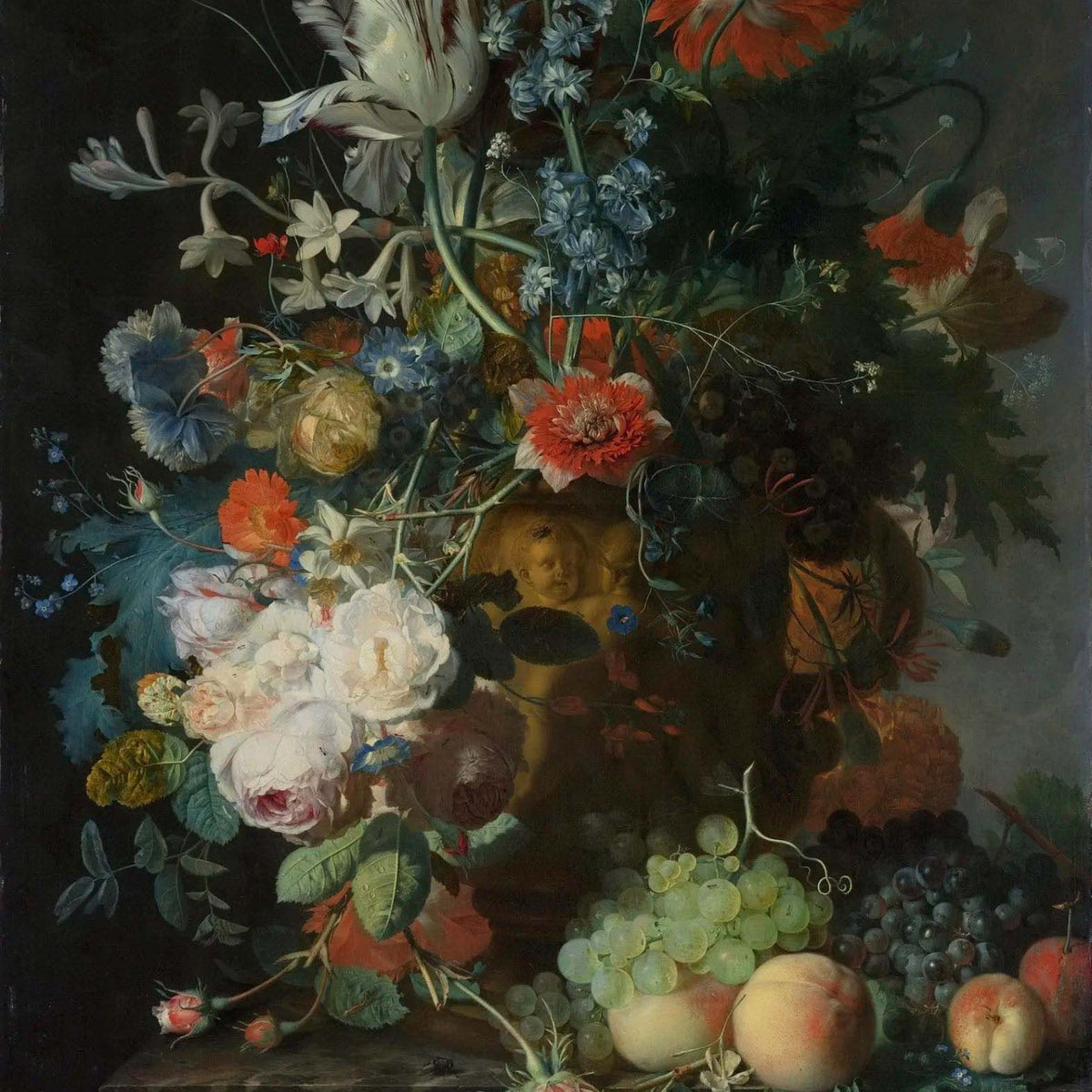 Pintura al óleo floral - Ramo elaborado con frutas