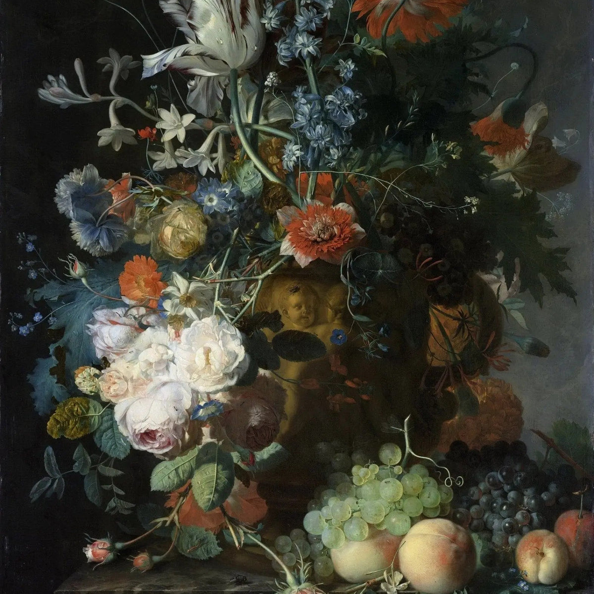 Floral Oil Painting - Elaborate Bouquet with Fruits - Oil Painting Haven