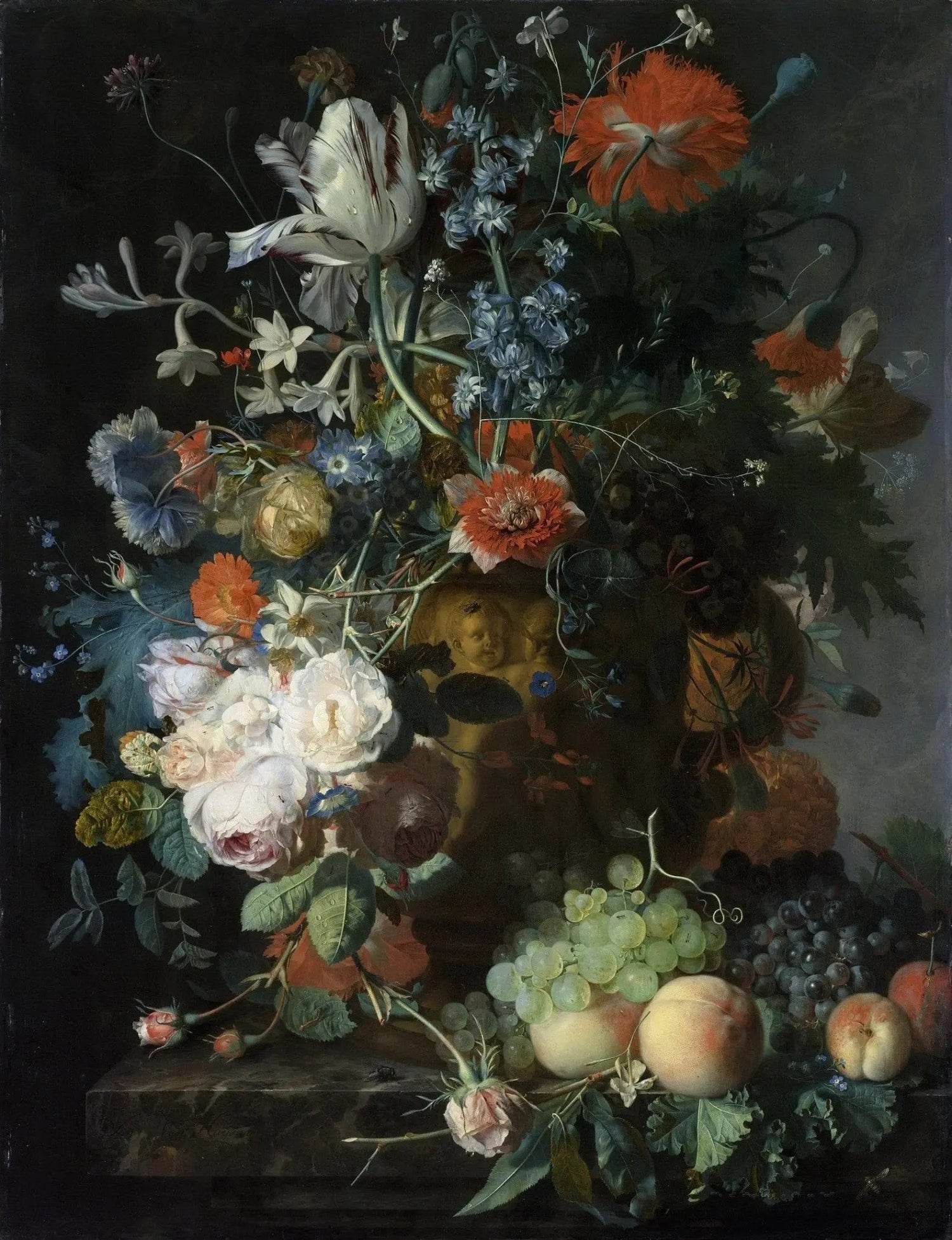 Floral Oil Painting - Elaborate Bouquet with Fruits - Oil Painting Haven