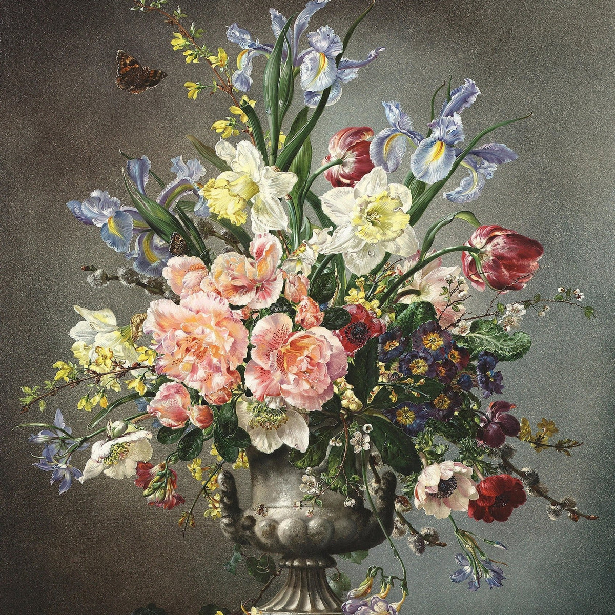 Floral Oil Painting - Elegant Bouquet in Classical Urn Vase - Oil Painting Haven