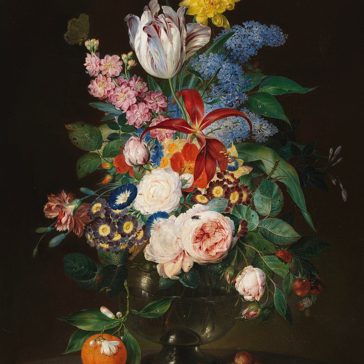 Floral Oil Painting - Elegant Bouquet with Tulip, Lilac and Roses