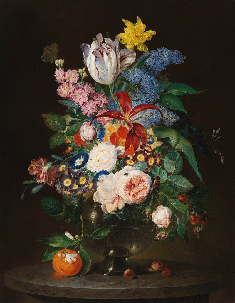Floral Oil Painting - Elegant Bouquet with Tulip, Lilac and Roses