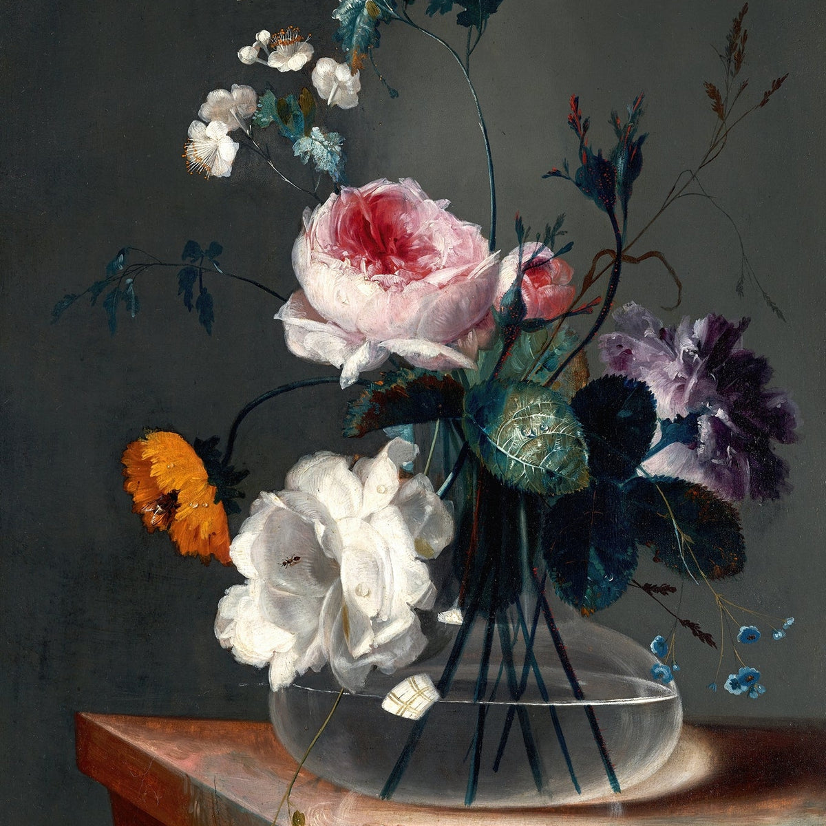 Floral Oil Painting - Elegant Flowers in Glass Vase Canvas - Oil Painting Haven