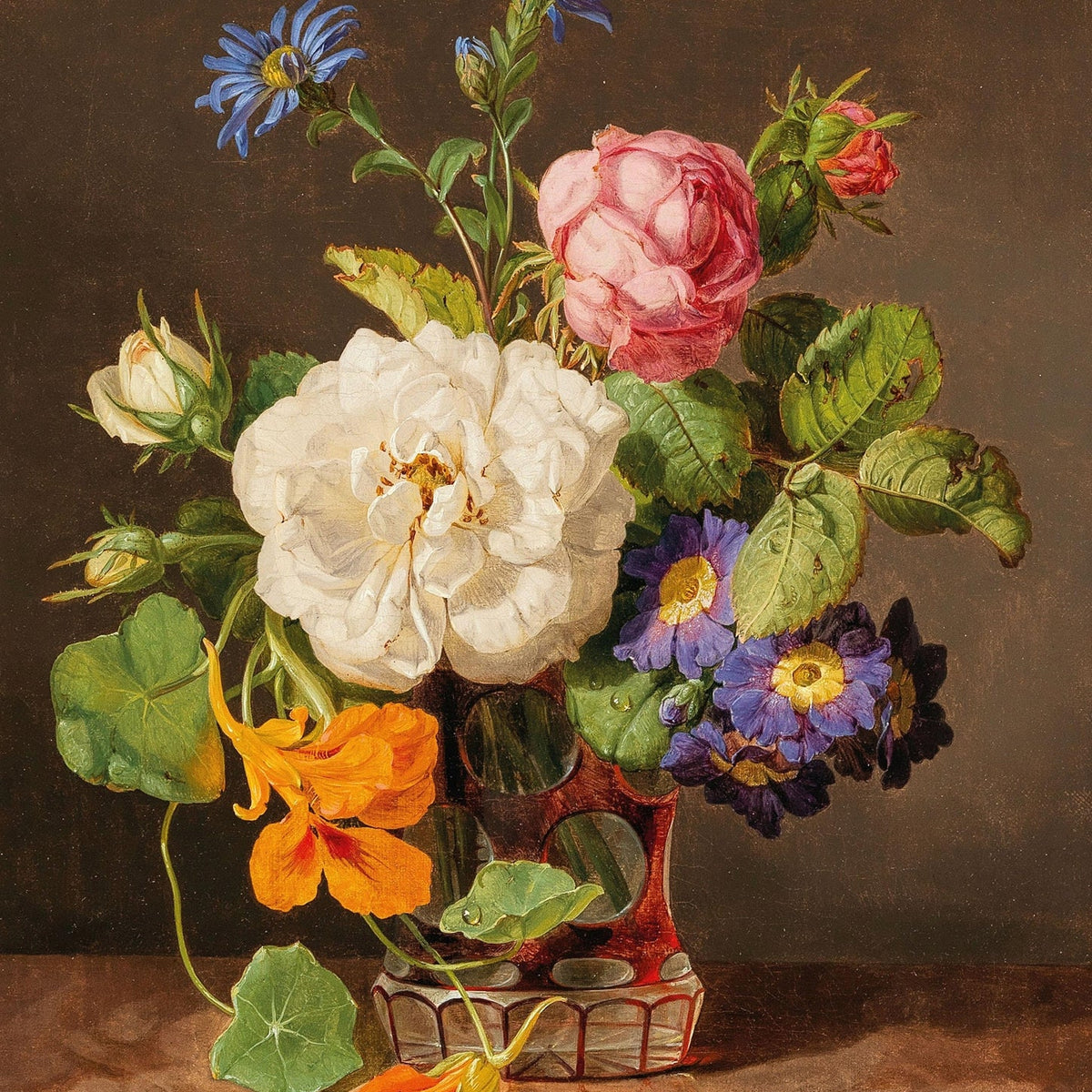 Floral Oil Painting - Elegant Rose Still Life in Decorative Vase - Oil Painting Haven