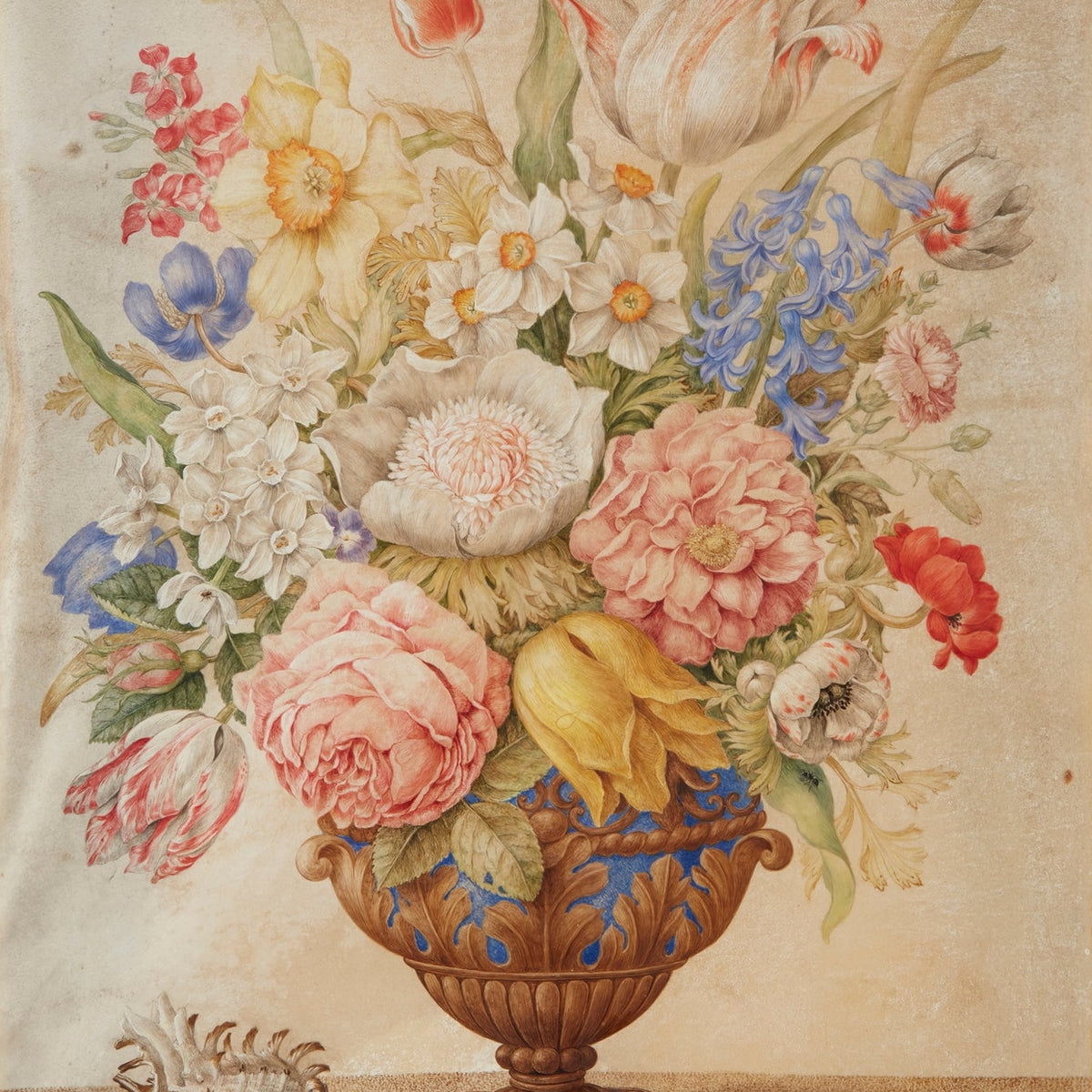 Floral Oil Painting - Elegant Tulip and Rose Vase Still Life - Oil Painting Haven