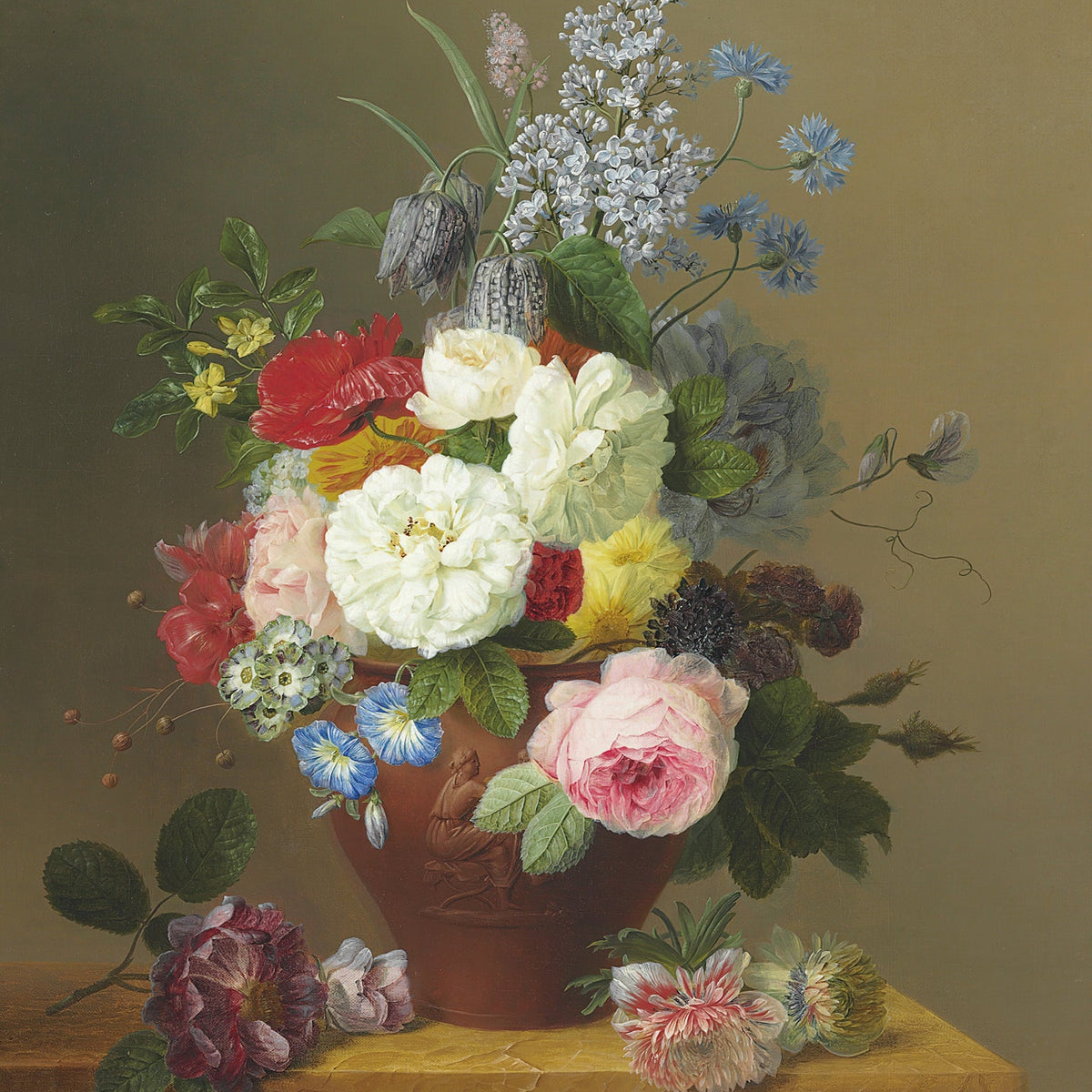Floral Oil Painting - Elegant Vase Bouquet Hand - Painted Canvas - Oil Painting Haven