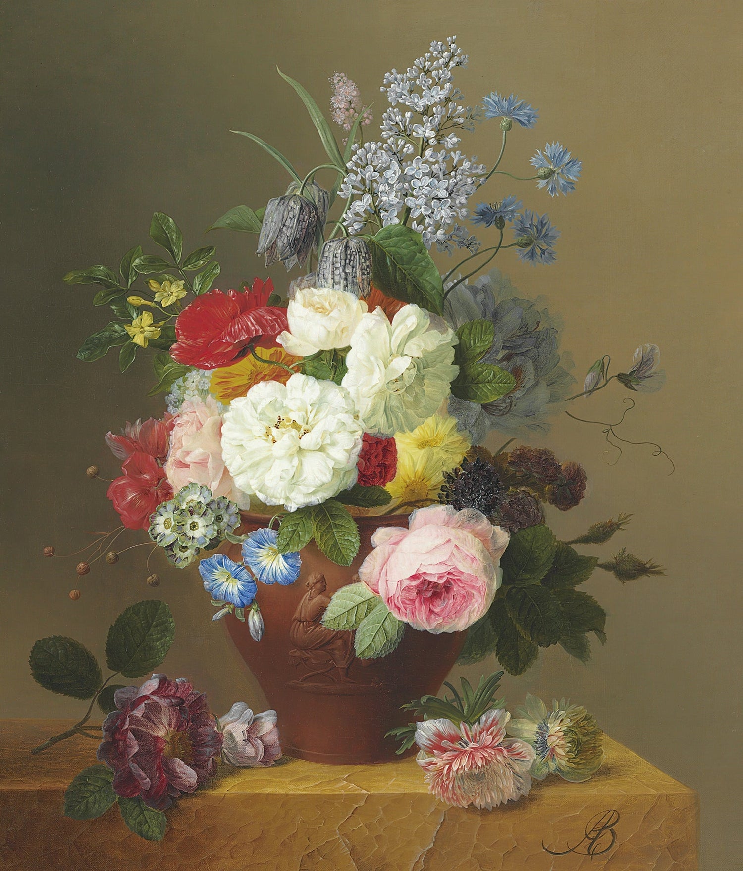 Floral Oil Painting - Elegant Vase Bouquet Hand - Painted Canvas - Oil Painting Haven