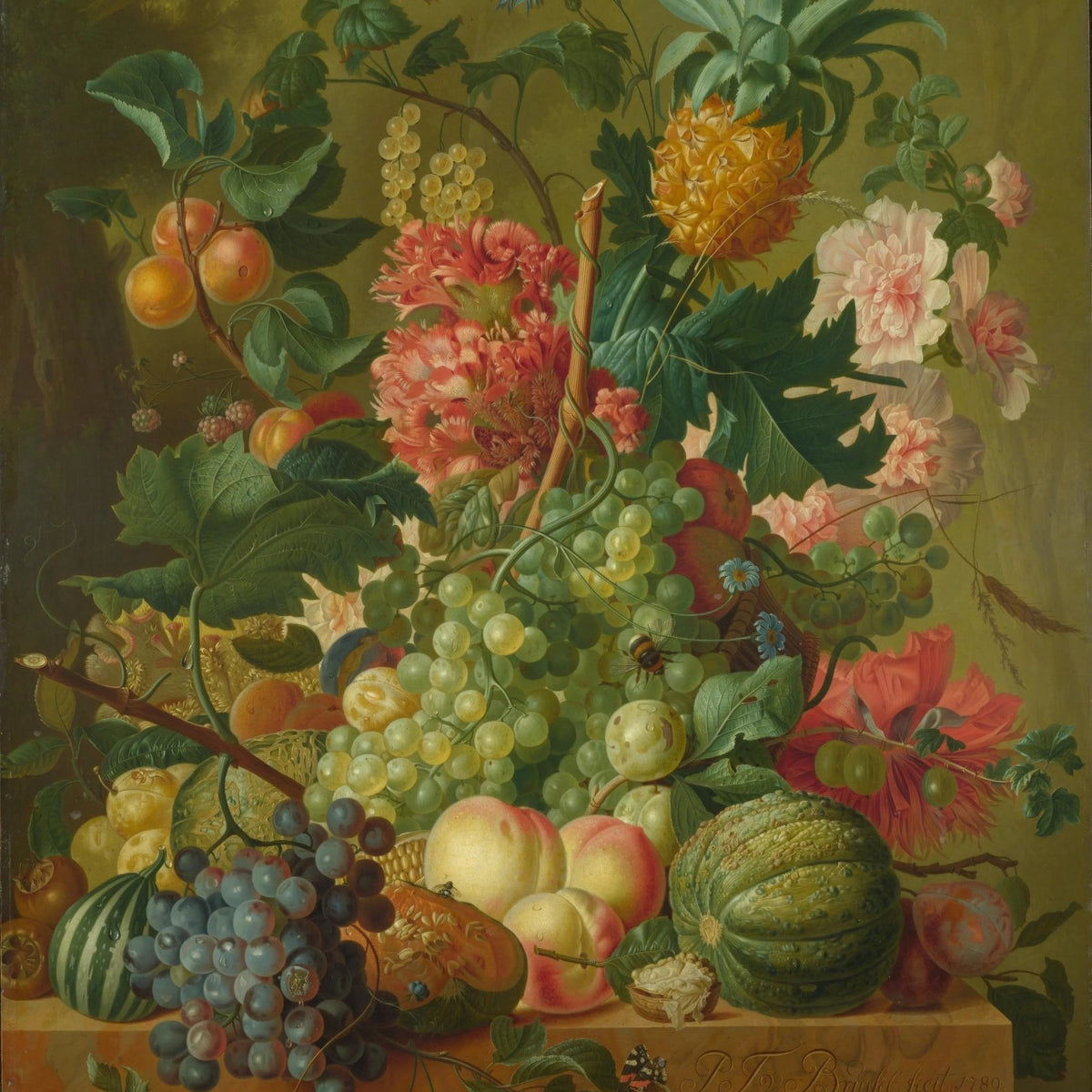 Floral Oil Painting - Flowers and Bountiful Fruits - Oil Painting Haven