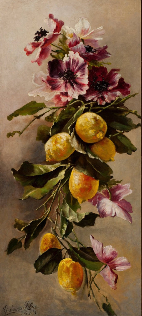 Floral Oil Painting - Flowers with Lemons - Oil Painting Haven