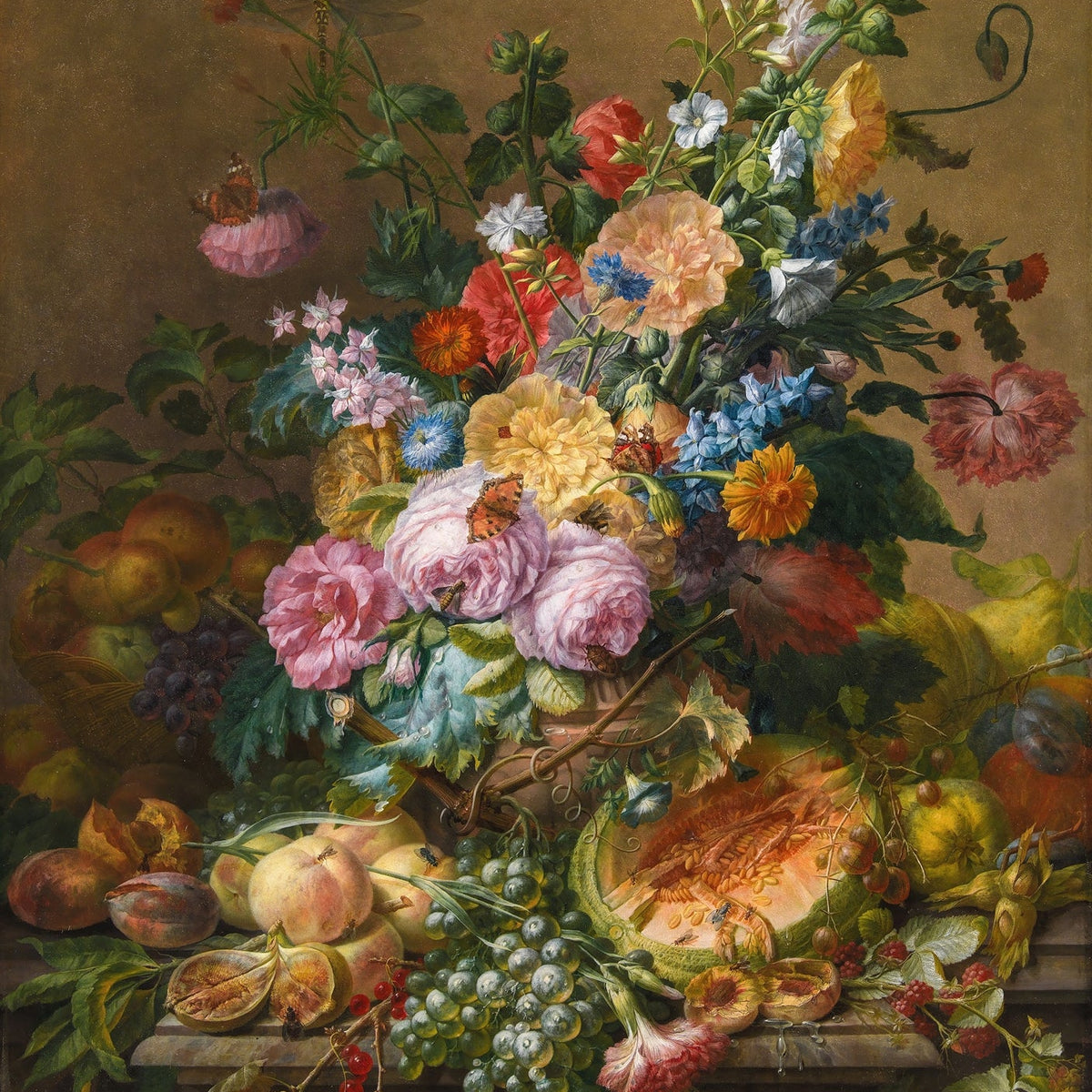 Floral Oil Painting - Fruit and Flower Still Life Wall Art - Oil Painting Haven