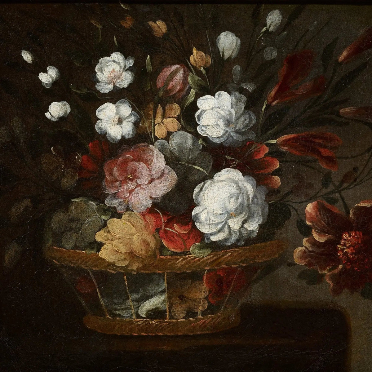 Floral Oil Painting - Garden Bouquet in Wicker Basket Wall Art - Oil Painting Haven