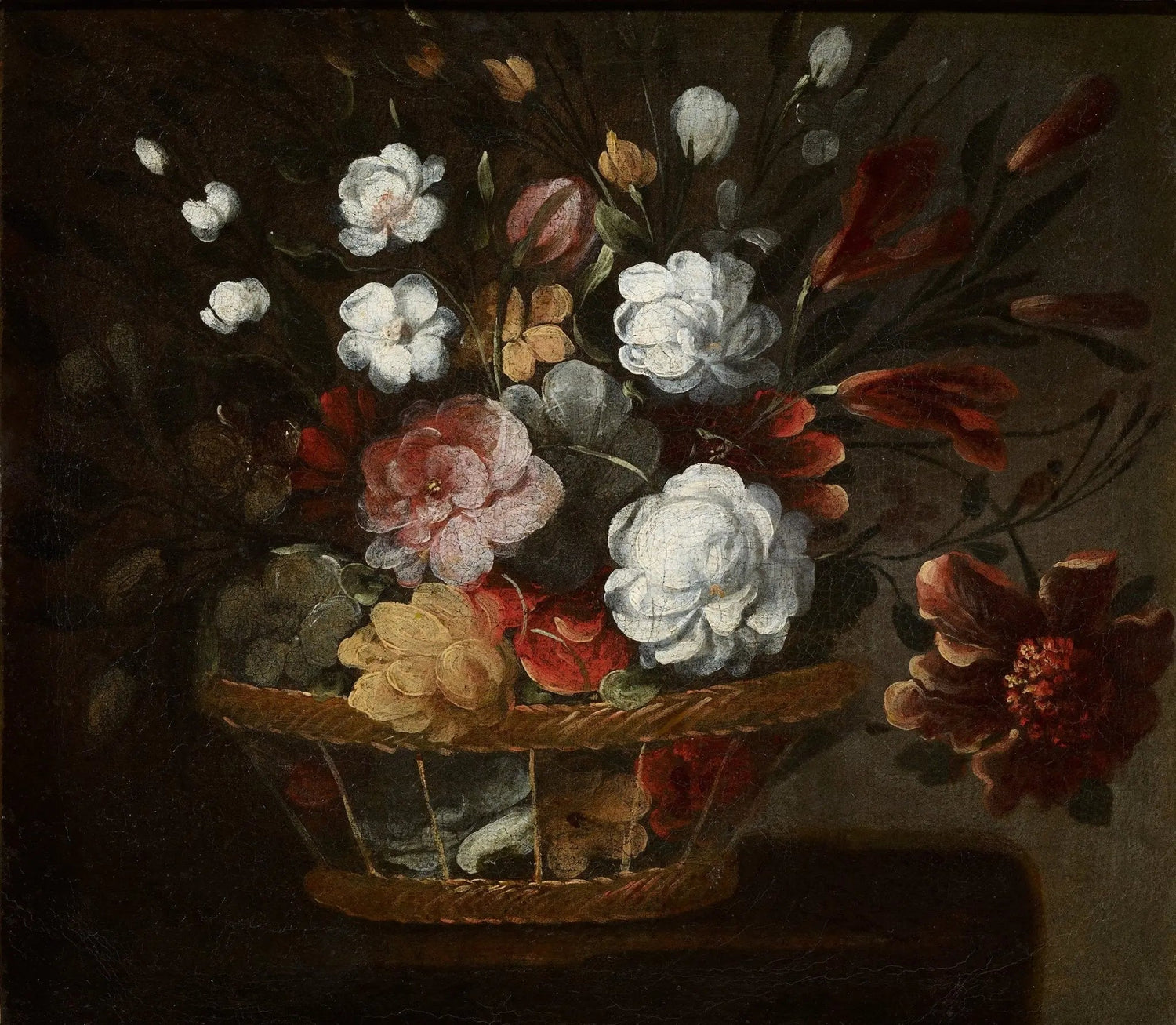 Floral Oil Painting - Garden Bouquet in Wicker Basket Wall Art - Oil Painting Haven