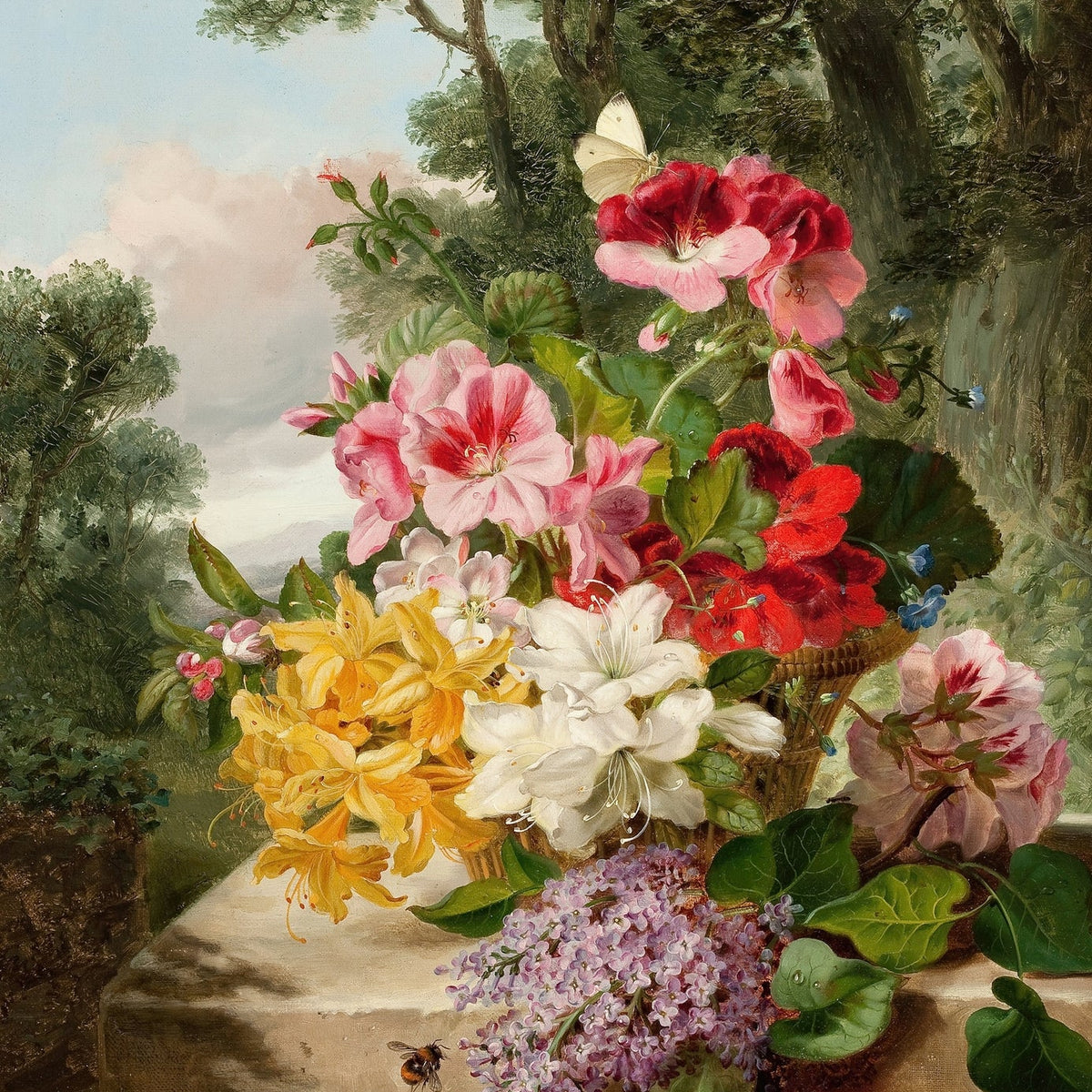 Blumen-Ölgemälde – Arrangement aus Lilien und Rosen
