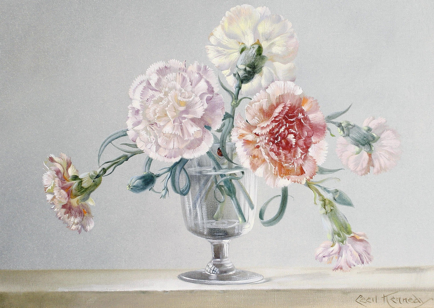 Floral Oil Painting - Hand - Painted Carnations Still Life Art - Oil Painting Haven