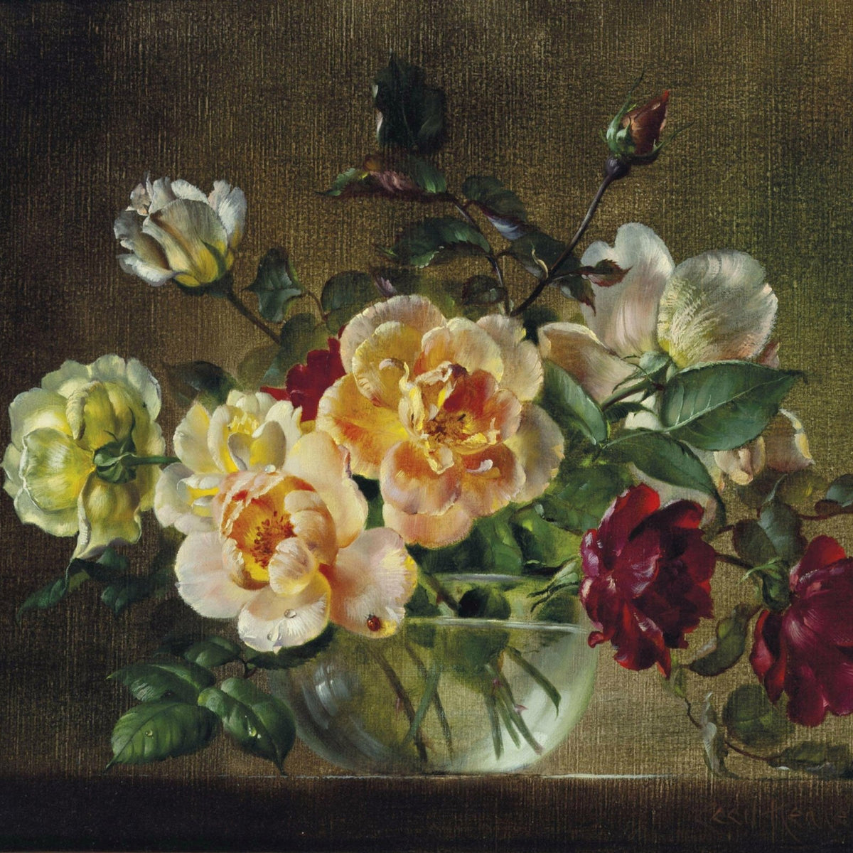 Floral Oil Painting - Hand - Painted Roses Still Life Wall Art - Oil Painting Haven